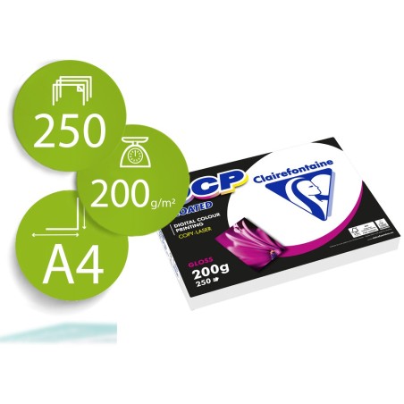 Papel fotocopiadora color dcp coated glossy din a4 200 gramos paquete 250 hojas