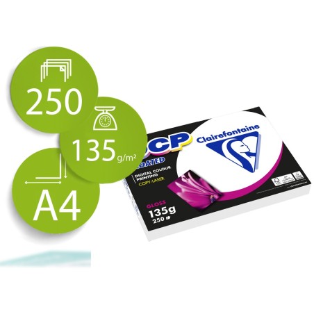 Papel fotocopiadora color dcp coated glossy din a4 135 gramos paquete 250 hojas