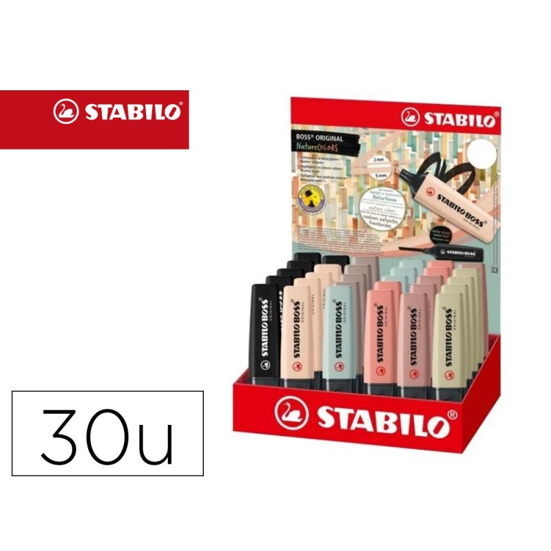 Rotulador stabilo boss pastel fluorescente 70 nature colors expositor de 30 unidades colores surtidos Rotulador stabilo boss pastel fluorescente 70 nature colors expositor de 30 unidades colores surtidos