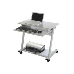 Mesa ordenador rocada rd-9100 sistema bloqueo con ruedas estructura metalica con bandeja teclado extraible