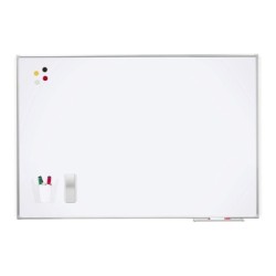 Pizarra blanca rocada lacada magnetica marco aluminio con cantoneras 120x200 cm