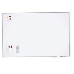 Pizarra blanca rocada lacada magnetica marco aluminio con cantoneras 100x200 cm