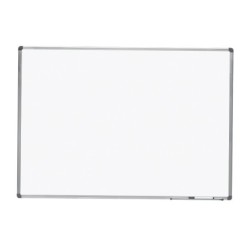 Pizarra blanca rocada lacada magnetica marco aluminio con cantoneras 90x120 cm