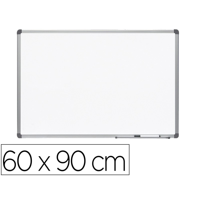 Pizarra blanca rocada lacada magnetica marco aluminio con cantoneras 60x90 cm