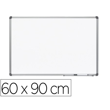 Pizarra blanca rocada lacada magnetica marco aluminio con cantoneras 60x90 cm
