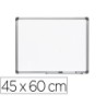 Pizarra blanca rocada lacada magnetica marco aluminio con cantoneras 45x60 cm