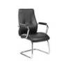 Silla rocada confidente brazos fijos estructura cromada asiento y respaldo tapizado similpiel negro