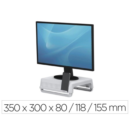 Soporte fellowes para monitor breyta 3 ajustes de altura hasta 30 kg 100% reciclable 350x300x80/118/155 mm blanco