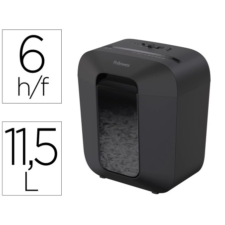 Destructora de documentos fellowes lx25 capacidad 6h seguridad p4 grapas clips y tarjetas papelera 11,5 l