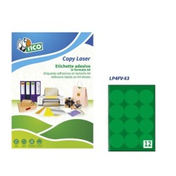 Etiqueta adhesiva tico verde f luorescentes permanente fsc laser/inkjet/fotocopia redonda 63,5mm caja de 840 unidades