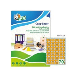 Etiqueta adhesiva tico naranja fluorescentes permanente fsc laser/inkjet/fotocopia redonda 25 mmcaja de 4900 unidades