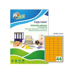 Etiqueta adhesiva tico naranja fluorescentes permanente fsclaser/inkjet/fotocopia 47,5x25,5 mm caja de 3080 unidades