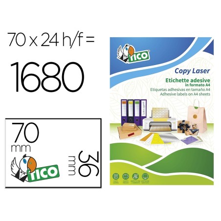 Etiqueta adhesiva tico verde f luorescentes permanente fsc laser/inkjet/fotocopia 70x36 mmcaja de 1680 unidades