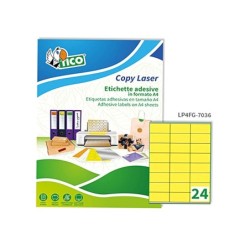 Etiqueta adhesiva tico amarill o fluorescenteses permanente fsc laser/inkjet/fotocopia 70x36mm caja de 1680 unidades