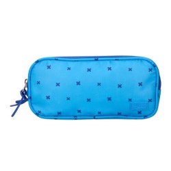 Estuche portatodo liderpapel 2 compartimentos diseño cruces azul