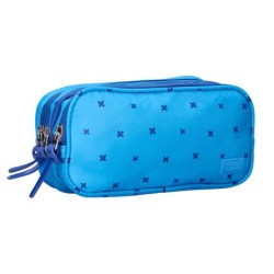 Estuche portatodo liderpapel 2 compartimentos diseño cruces azul