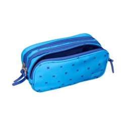Estuche portatodo liderpapel 2 compartimentos diseño cruces azul