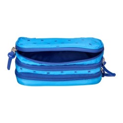 Estuche portatodo liderpapel 2 compartimentos diseño cruces azul