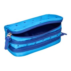 Estuche portatodo liderpapel 2 compartimentos diseño cruces azul