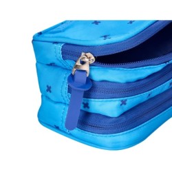 Estuche portatodo liderpapel 2 compartimentos diseño cruces azul