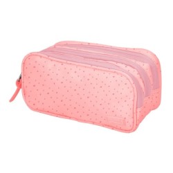 Estuche portatodo liderpapel escolar 2 compartimentos diseño estrellas rosa