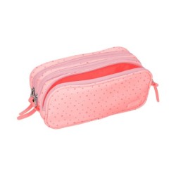 Estuche portatodo liderpapel escolar 2 compartimentos diseño estrellas rosa