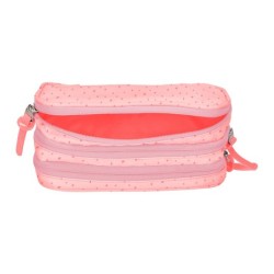 Estuche portatodo liderpapel escolar 2 compartimentos diseño estrellas rosa