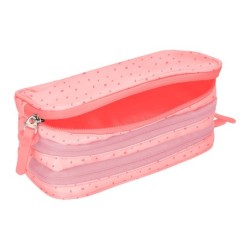Estuche portatodo liderpapel escolar 2 compartimentos diseño estrellas rosa