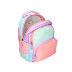 Cartera escolar liderpapel moc hila multibolsillo infantil azul rosa morado 350x110x270 mm