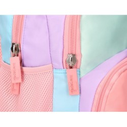 Cartera escolar liderpapel moc hila multibolsillo infantil azul rosa morado 350x110x270 mm