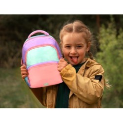 Cartera escolar liderpapel moc hila multibolsillo infantil azul rosa morado 350x110x270 mm