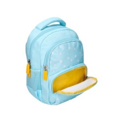 Cartera escolar liderpapel moc hila multibolsillo infantil flowers azul 350x110x270 mm