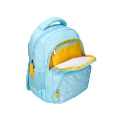 Cartera escolar liderpapel moc hila multibolsillo infantil flowers azul 350x110x270 mm