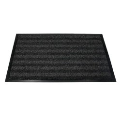 Alfombra para suelo q-connect premium para interiores antideslizante fibra polipropileno y fieltro gris 90x60 cm