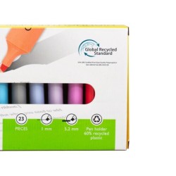 Rotulador q-connect fluorescente punta biselada estuche de sobremesa 23 unidades colores surtidos
