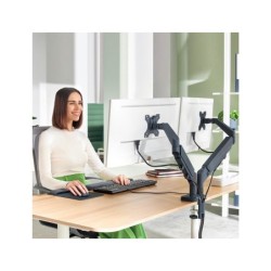 Brazo para monitor leitz ergo spacesaving dual gris oscuro