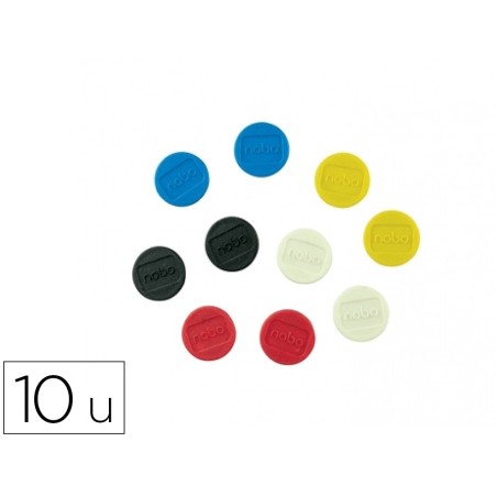 Iman para sujecion nobo 24 mm diametro caja de 10 unidades colores surtidos
