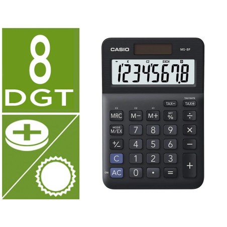 Calculadora casio ms-8f sobremesa 8 digitos tax /- color negro