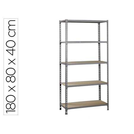 Estanteria metalica simonrack kit maderclick mini 5/400 color gris/madera 5 estantes 150 kg por estante 180x80x40cm