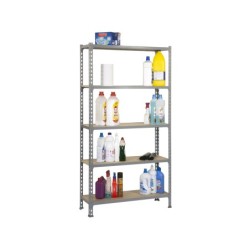 Estanteria metalica simonrack kit maderclick mini 5/400 color gris/madera 5 estantes 150 kg por estante 180x80x40cm