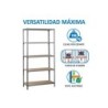 Estanteria metalica simonrack kit maderclick mini 5/400 color gris/madera 5 estantes 150 kg por estante 180x80x40cm