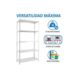 Estanteria metalica simonrack kits advantage mini 5/400 color blanco 5 estantes 75 kg por estante 180x80x40 cm