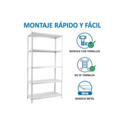 Estanteria metalica simonrack kits advantage mini 5/400 color blanco 5 estantes 75 kg por estante 180x80x40 cm