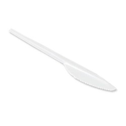 Cuchillo de plastico blanco reutilizable paquete de 100 unidades