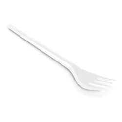 Tenedor de plastico blanco reutilizable paquete de 100 unidades