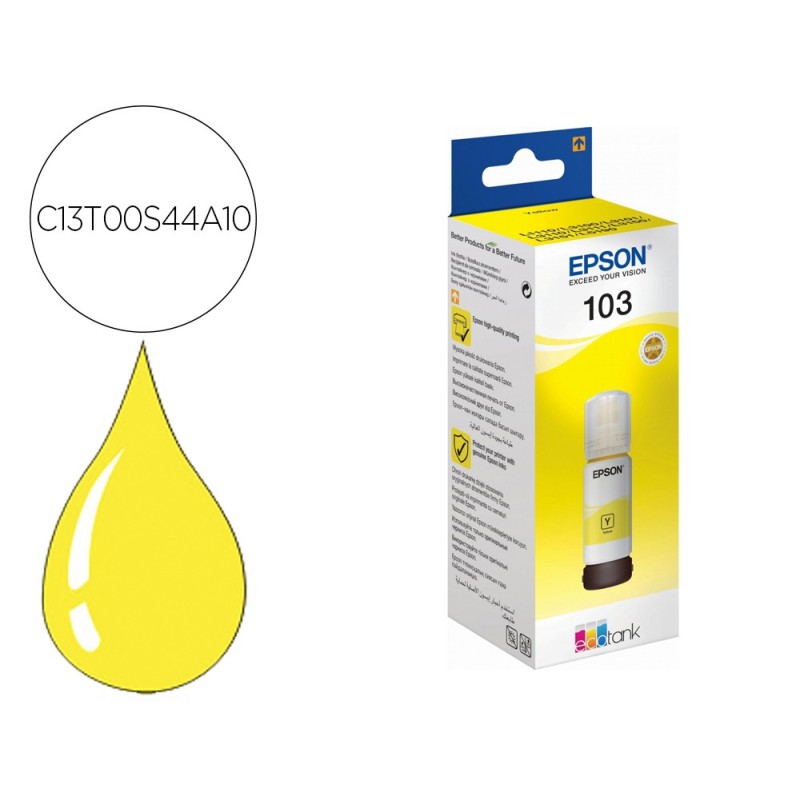 Tinta epson ecotank 103 l3110/3150/3151/5190 amarillo botella de 65 ml