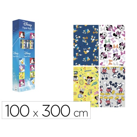 Papel de regalo basika disney rollo ancho 100 cm longitud 3 mt diseños surtidos gramaje 50 gr