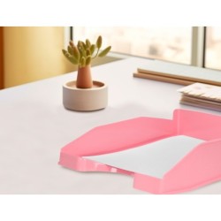 Bandeja sobremesa plastico q-connect rosa pastel opaco 240x70x340 mm