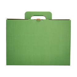 Caja cheque-libro liderpapel para material escolar carton reforzado con asa color verde 393x120x393 mm