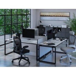 Silla q-connect ergonomica pal ermo malla base nylon alt max 1300 anc 610 prof 600 ruedas premium color blanco gris